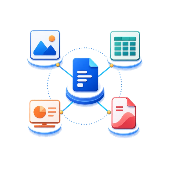 メールやFAX、PDFなど複数の入力形式をまとめるイメージ