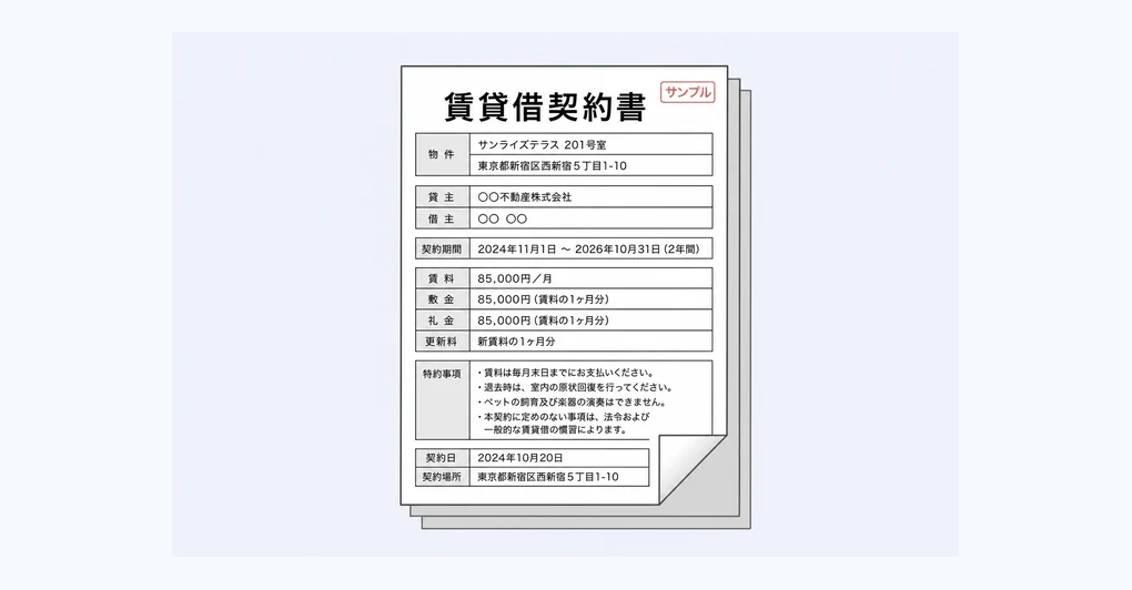 賃貸借契約書を表す書類イメージ